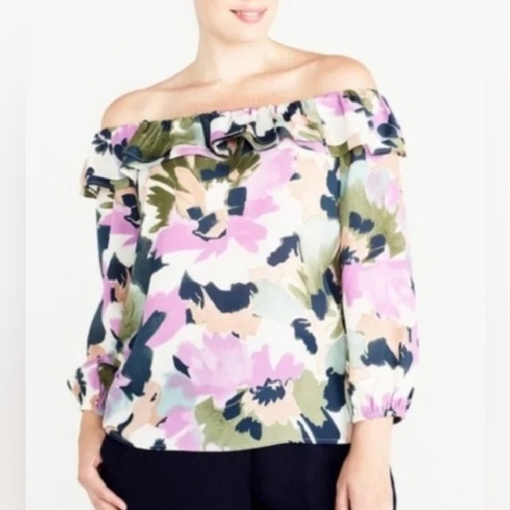 J. Crew Mercantile Watercolor Off the Shoulder‎ Floral Top - M